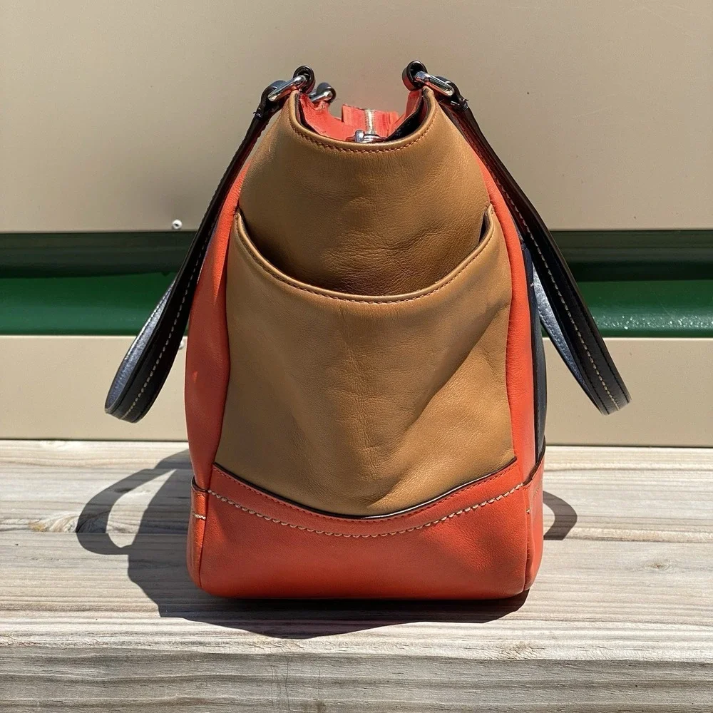 Coach Park Quilted Colorblock Carrie F24065 Vermillion Multi Leather Tote Bag